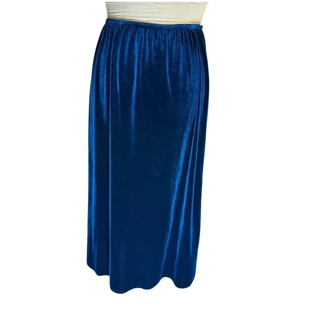 K Studio Velvet Tunic & Skirt Set Sz. 14 Teal Flattering Confortable